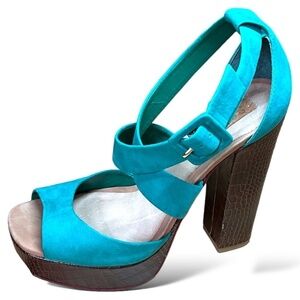 SCHUTZ All Around Genuine Leather 4” Heel Strappy Sandals Platform Sole US Sz 6